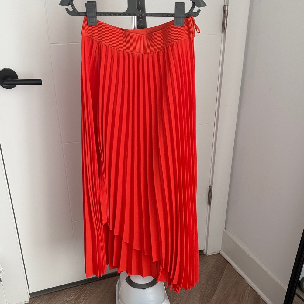 COS Asymmetrical Pleated Skirt in Vibrant Orange